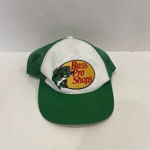 Vintage Bass Pro Shops Green Mesh Snapback Trucker Hat Unisex Adjustable